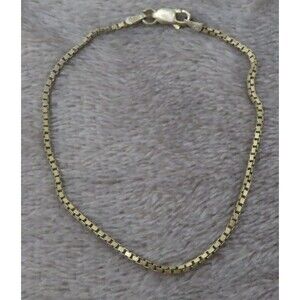 Vintage Italy 925 Box Chain Lobster Closure Bracelet Gold Tone Over Sterling 7.5
